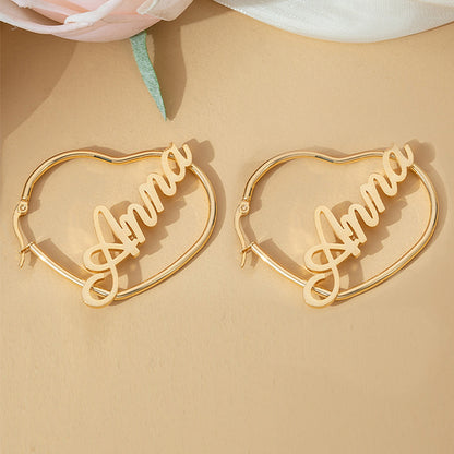 Personalized Heart Name Earrings