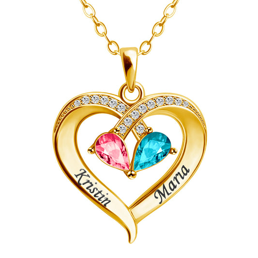 Personalized Heart Together Forever Birthstone Necklace