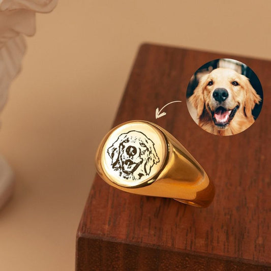 Custom Pet Portrait Signet Ring