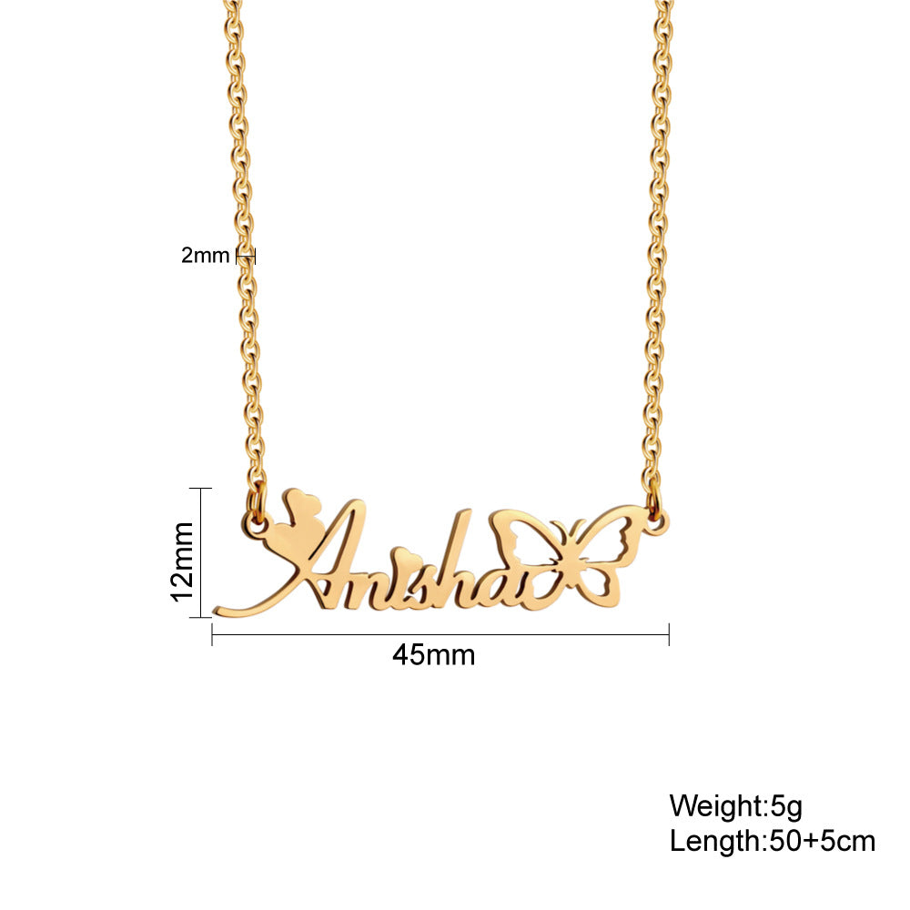 Personalized Birth Butterfly Name Necklace