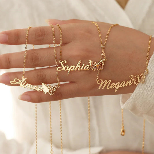 Personalized Birth Butterfly Name Necklace