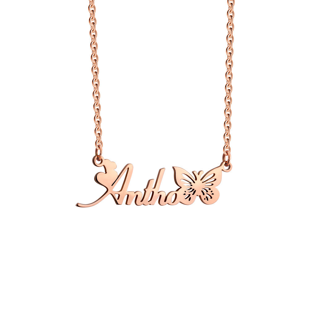 Personalized Birth Butterfly Name Necklace