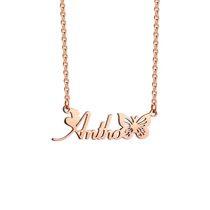 Personalized Birth Butterfly Name Necklace