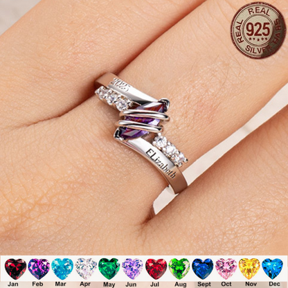Personalized Birthstone Name Ring