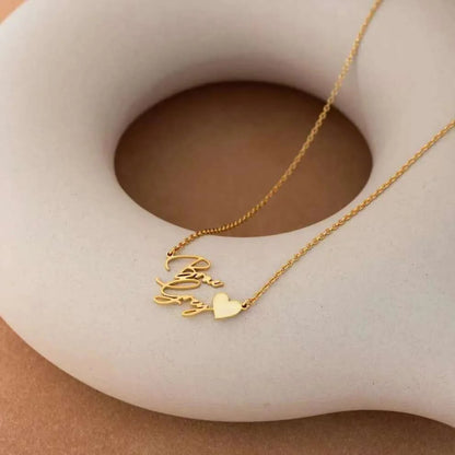 Custom Double Name Necklace with Heart - Sterling Silver