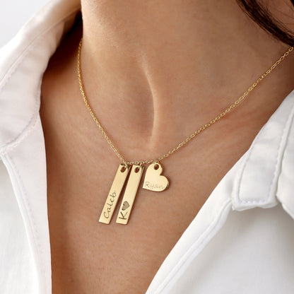 Personalized Heart Bar Name Necklace