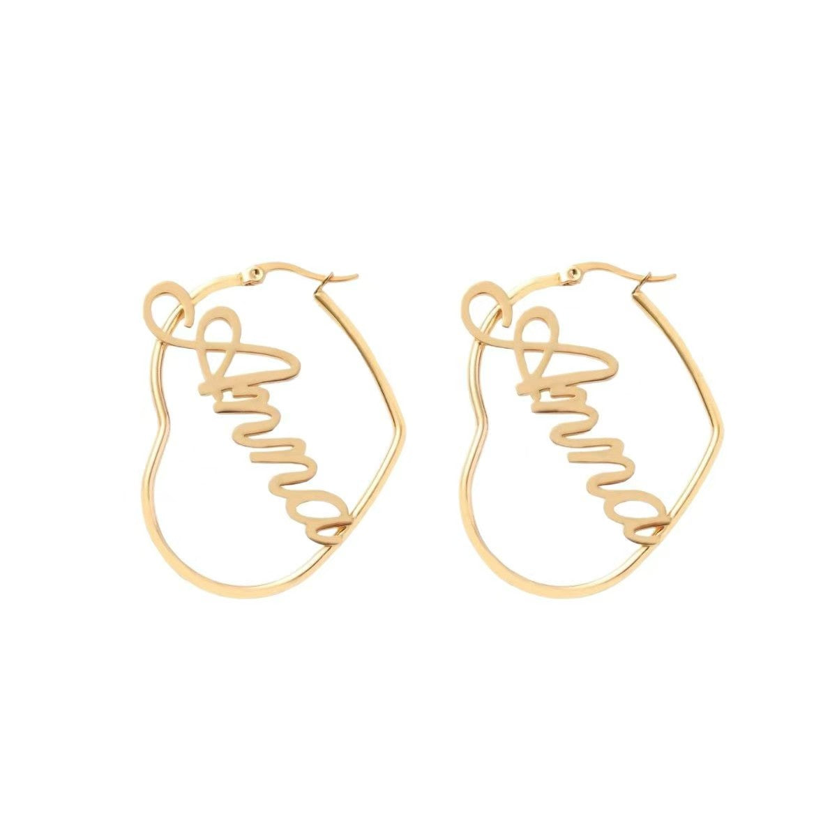 Personalized Heart Name Earrings