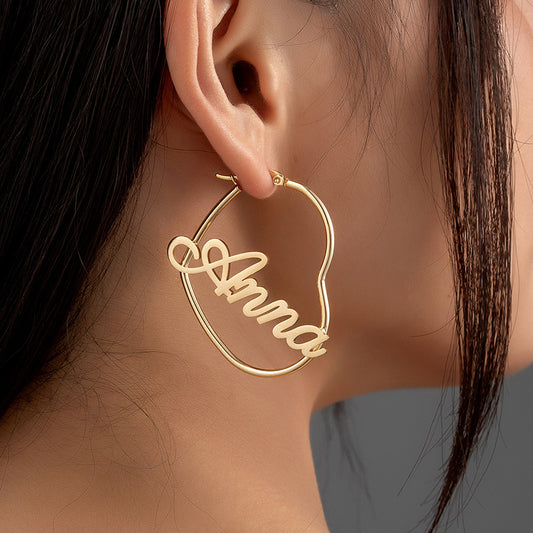 Personalized Heart Name Earrings