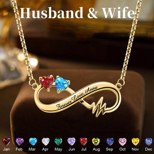 Personalized Heartbeat Infinity Name Necklace