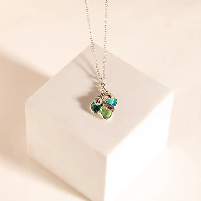 Personalized Leaf Birthstone Necklace