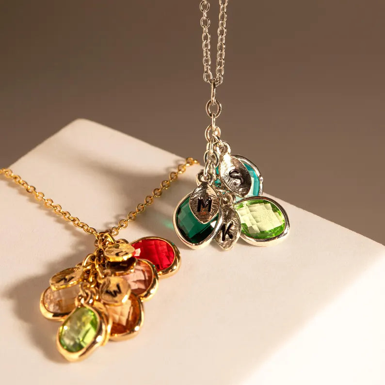 Personalized Leaf Birthstone Necklace