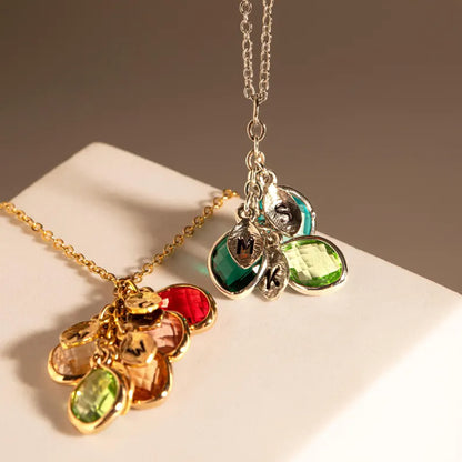 Personalized Leaf Birthstone Necklace