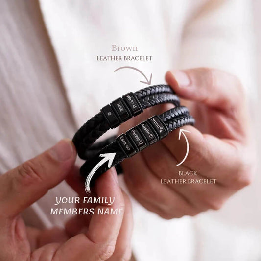 Personalized Men's Braid Leather Bracelet-Perfect Gift for Fathers, Husbands, or Boyfriends