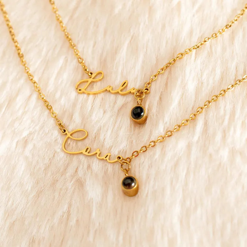Personalized Name Projection Photo Necklace