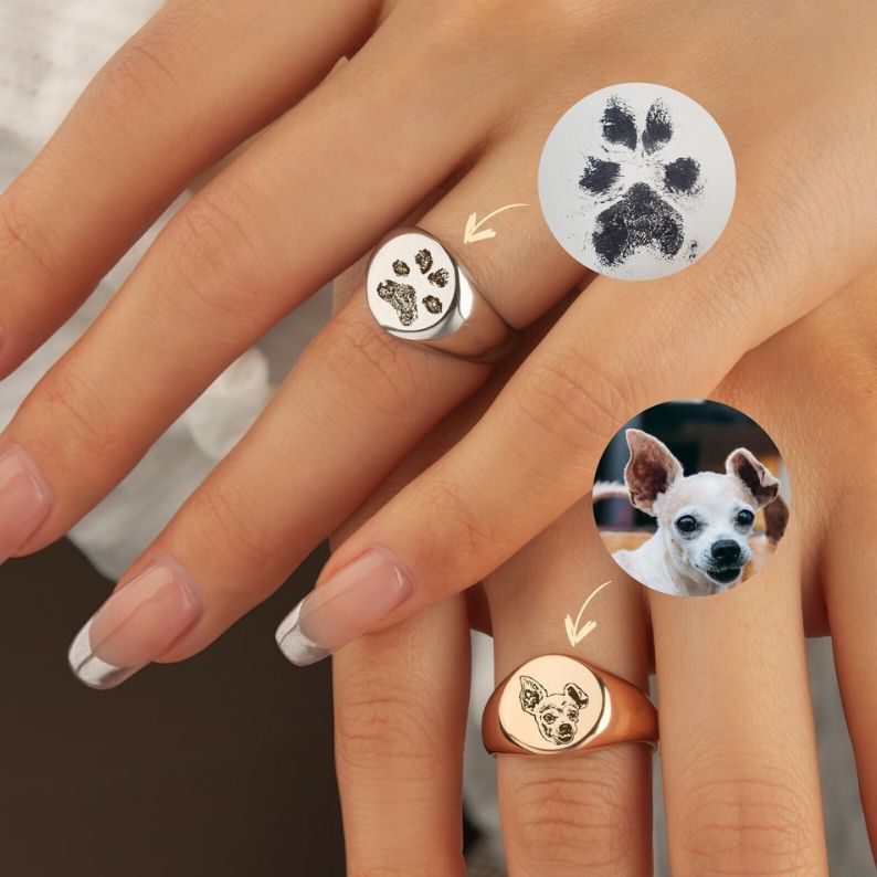 Custom Pet Portrait Signet Ring