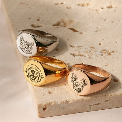 Custom Pet Portrait Signet Ring