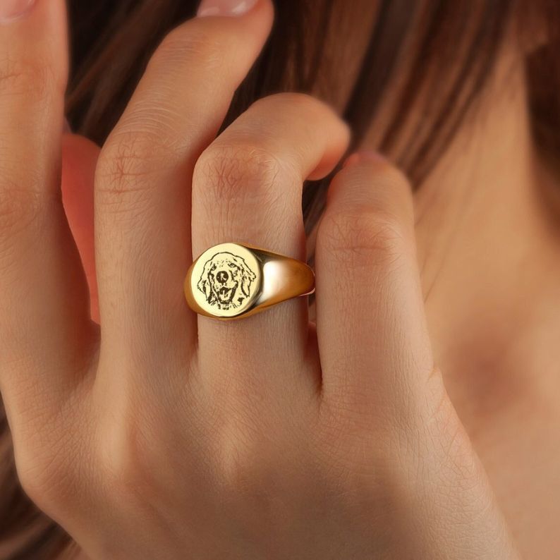 Custom Pet Portrait Signet Ring