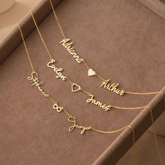 Personalized Two Name Necklace（925 Sterling Silver Or 14K Gold)