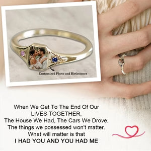 Personalized Photo Ring with Birthstones