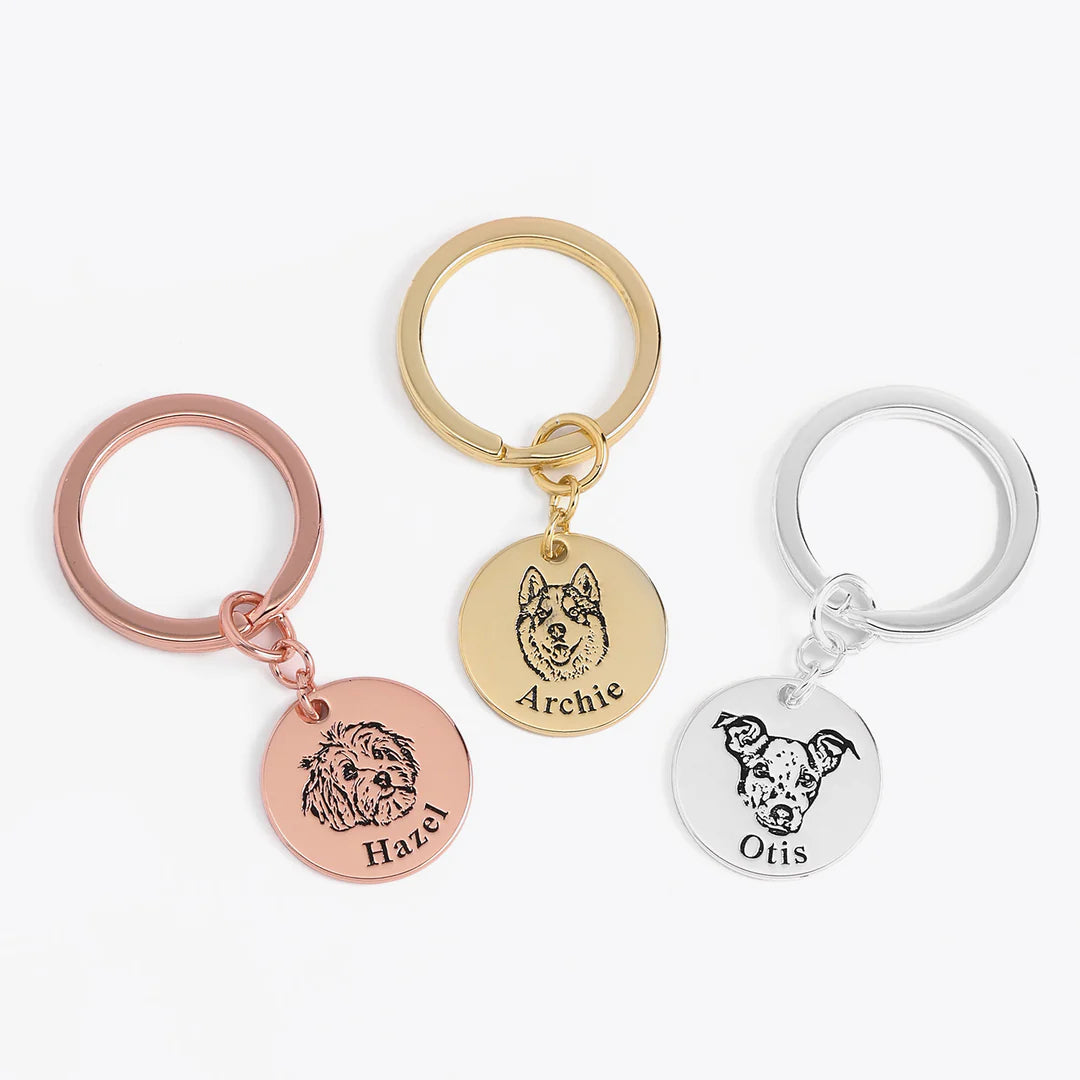 Pet Face Keychain-Sterling Silver