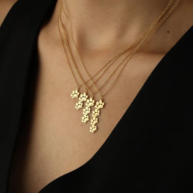 Collier avec nom et empreinte de patte d'animal