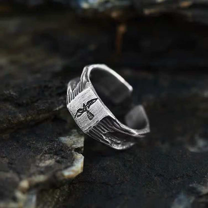 Flying Raven Open Ring – Handmade in 999 Sterling Silver