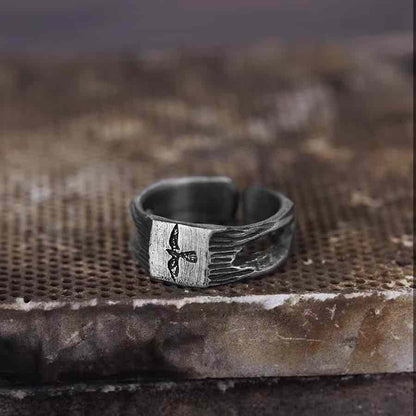 Flying Raven Open Ring – Handmade in 999 Sterling Silver