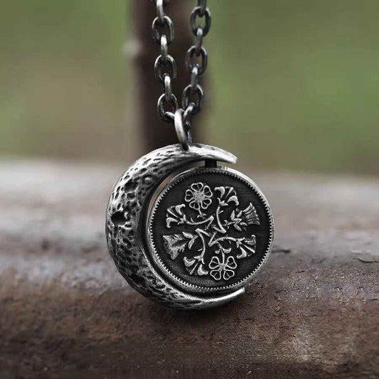 The Moon and Sixpence Rotating Necklace-Handmade in 999 Sterling Silver
