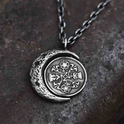 The Moon and Sixpence Rotating Necklace-Handmade in 999 Sterling Silver