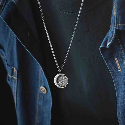 The Moon and Sixpence Rotating Necklace-Handmade in 999 Sterling Silver