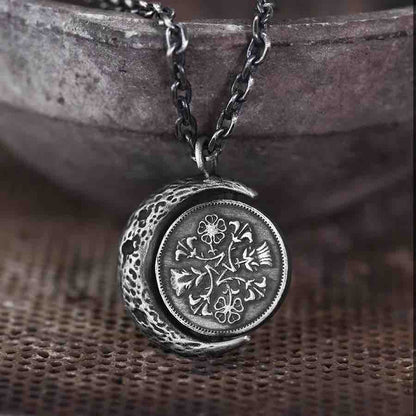 The Moon and Sixpence Rotating Necklace-Handmade in 999 Sterling Silver