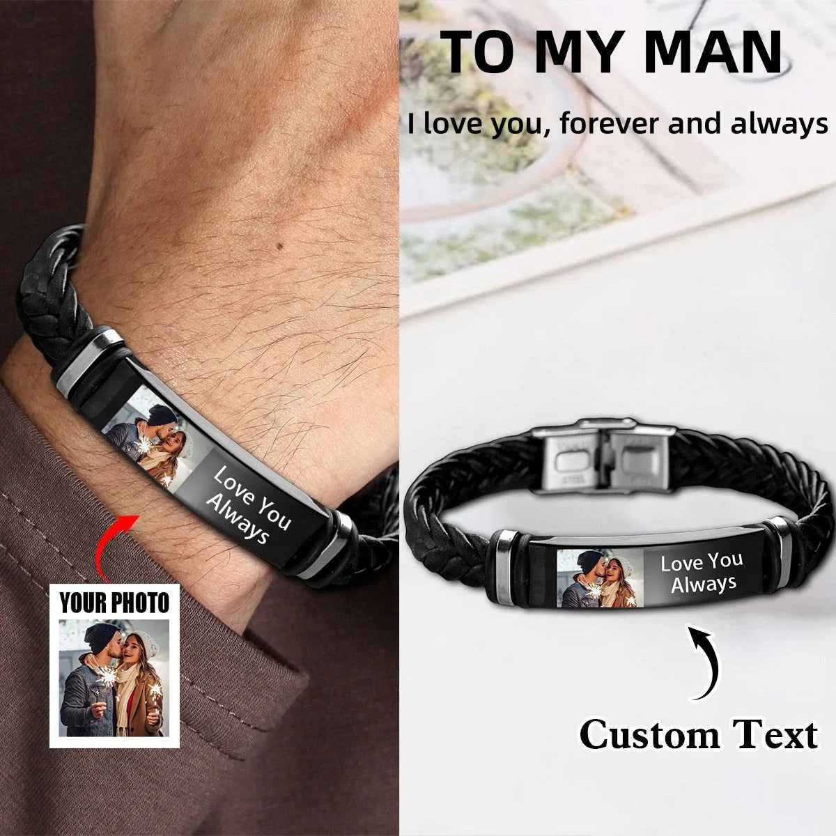 Personalized Couples Braided Rope Bracelet