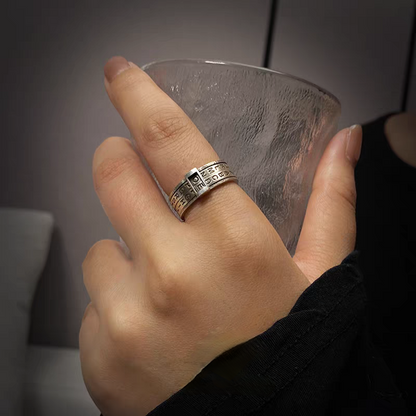 Custom "Da Vinci Code" 925 Silver Rotating Ring