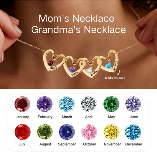 Personalized Birthstone Heart Name Necklace