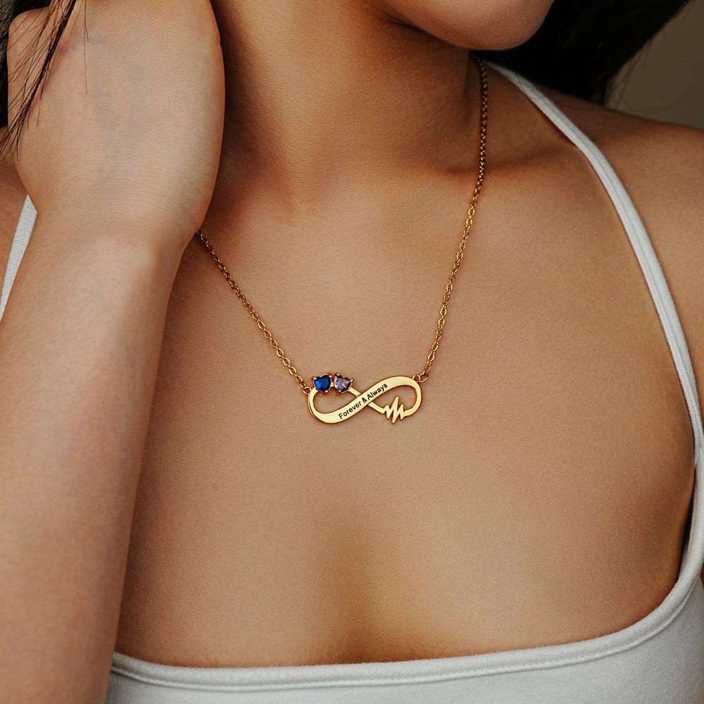 Personalized Heartbeat Infinity Name Necklace