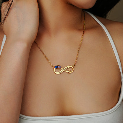 Personalized Heartbeat Infinity Name Necklace