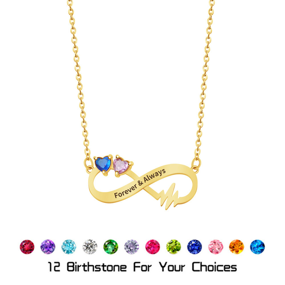 Personalized Heartbeat Infinity Name Necklace
