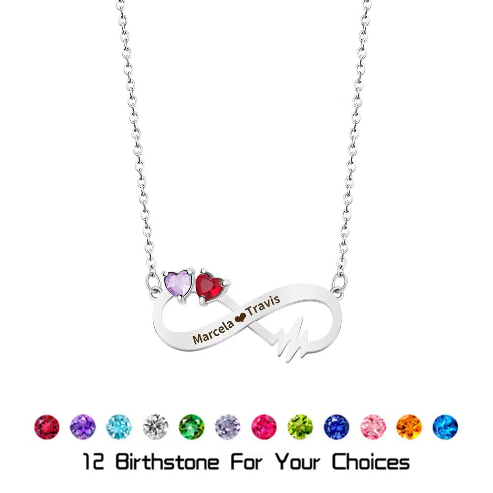 Personalized Heartbeat Infinity Name Necklace