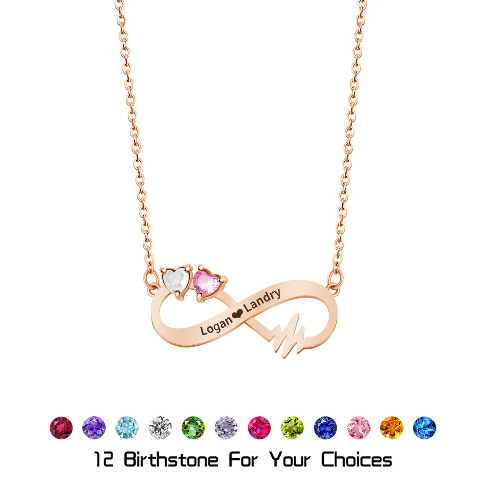 Personalized Heartbeat Infinity Name Necklace