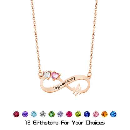 Personalized Heartbeat Infinity Name Necklace
